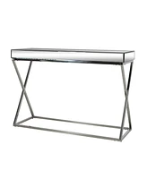 Modern Glam Console Table with Mirror Finished Tabletop and Silver Accents