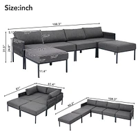 Modular Outdoor Aluminum Sofa with 250 lbs/Seat Capacity