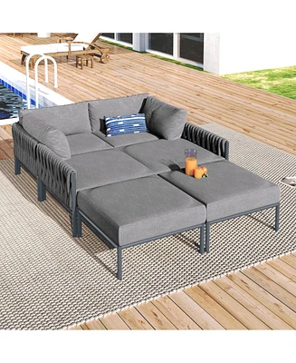 Streamdale Furniture Modular Outdoor Aluminum Sofa with 250 lbs/Seat Capacity