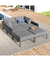 Simplie Fun Modular Outdoor Aluminum Sofa with 250 lbs/Seat Capacity