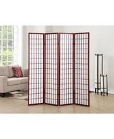 Streamdale Furniture 4 Panel Oriental Shoji Screen / Room Divider, Cherry