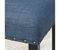 Blue Fabric Counter Height Stools with Nailhead Trim, Set of 2