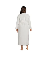 Lands' End Plus Cozy Plush Long Wrap Robe