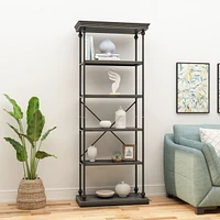 Industrial Pipe Bookcase with Firwood Shelves and Durable Iron Frame