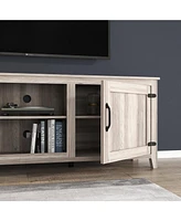 Streamdale Furniture Tv Stand Storage Media Console Entertainment Center With Two Doors, Grey Walnut