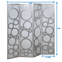 Streamdale Furniture 4-Panel Wood Room Divider with Circle Pattern