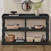 Elegant 3-Tier Console Table with Ample Storage and Artistic Design