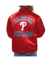 Starter Men's Red Philadelphia Phillies Option Route Satin Full-Snap Jacket