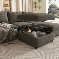 Spacious and Versatile Sectional Sofa with Storage and Ottoman Options