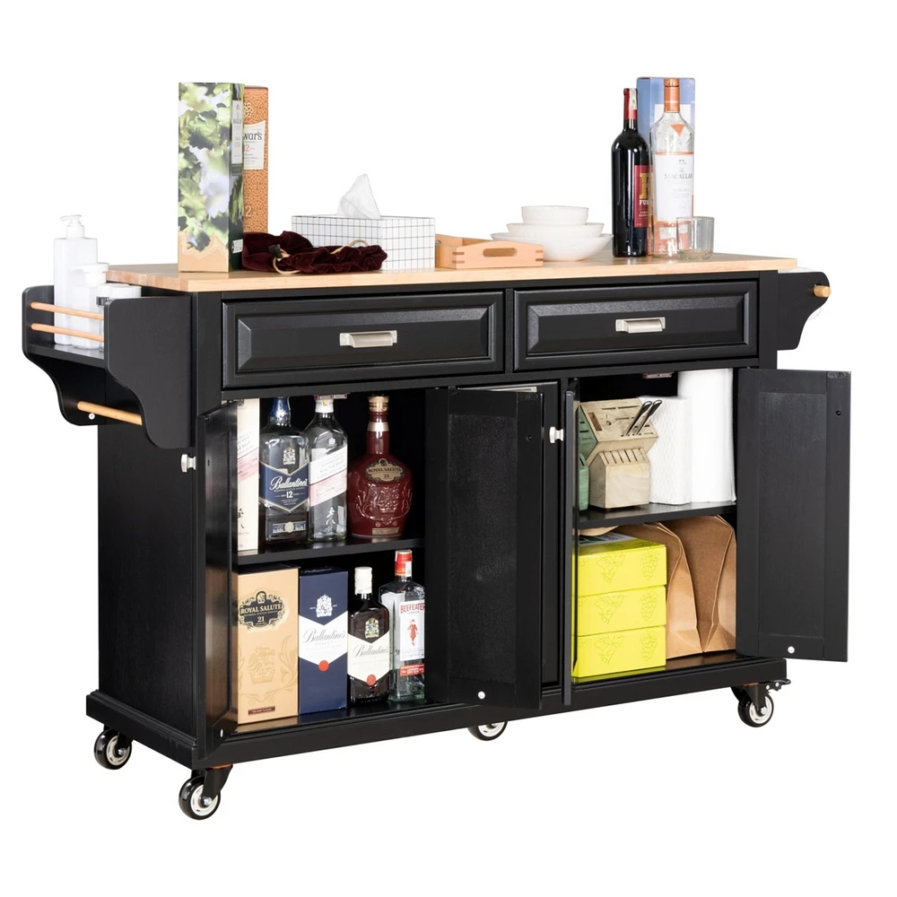 Streamdale Furniture Cambridge Natural Wood Top Kitchen Island with Storage