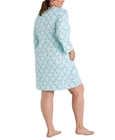 Miss Elaine Plus Quilted Floral Long-Sleeve Robe