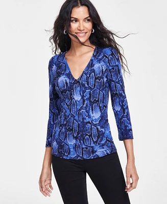 I.n.c. International Concepts Women's Printed Ribbed Top, Created for Macy's