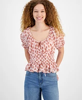 And Now This Women's Scoop-Neck Smocked Woven Top, Created for Macy's