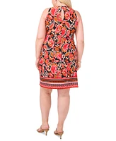 Msk Plus Paisley-Print Keyhole Shift Dress