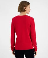 Tommy Hilfiger Women's Embellished V-Neck Sweater