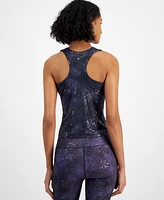 Id Ideology Women's Midnight Foil Shelf-Bra Tank Top, Created for Macy's