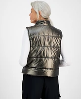 Id Ideology Women's Metallic Puffer Vest, Created for Macy's