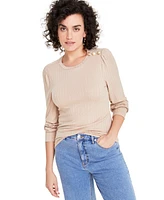 On 34th Women's Long-Sleeve Button-Shoulder Knit Top, Created for Macy's