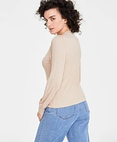 On 34th Women's Long-Sleeve Button-Shoulder Knit Top, Created for Macy's