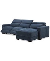 Nevio 3-Pc. Fabric Power Headrest Sectional and Chaise with 2 Motion Chairs