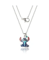 Disney Stitch Silver Plated Enamel & Blue Crystal Sitting Stitch Pendant