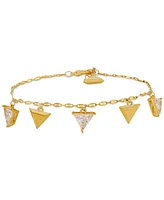 Guess 14k Gold-Plated & Cubic Zirconia Triangle Charm Bracelet