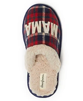 Dearfoams Mama Bear Plaid Scuff Slipper