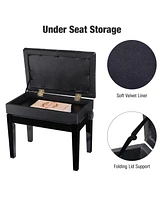 Yescom Piano Bench Pu Leather Storage Adjustable Height Padded Seat Keyboard Black