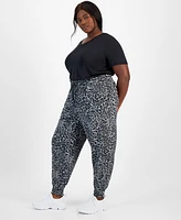 Id Ideology Plus Relaxed Animal-Print Fleece Jogger Sweatpants, Created for Macy's