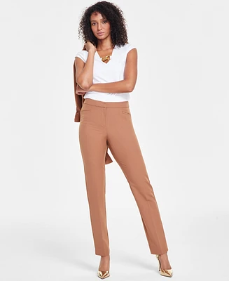 I.n.c. International Concepts Women's Mid-Rise L-Pocket Straight-Leg Pants, Regular, Long & Short Lengths, Created for Macy's