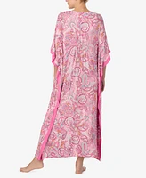 Ellen Tracy Women's Printed V-Neck Caftan Nightgown