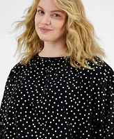 Tommy Hilfiger Plus Metallic-Dot Bloused Top