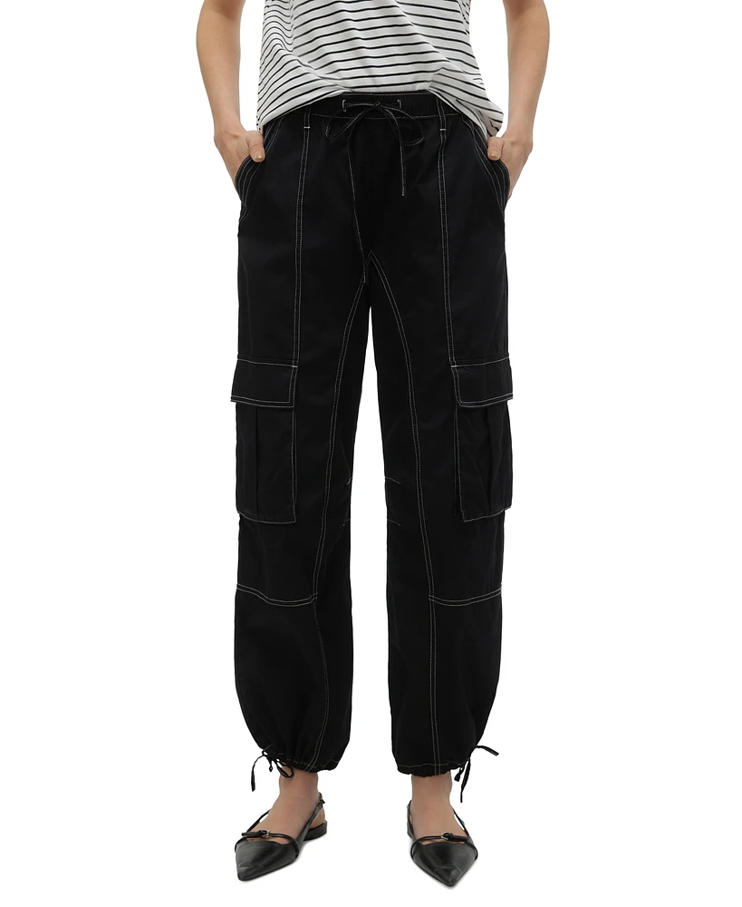 Vero Moda Women's Kim Cotton Drawstring-Waist Cargo Pants