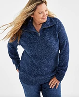 Style & Co Plus Funnel-Neck Zip-Up Sweater, Created for Macy's