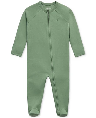 Polo Ralph Lauren Baby Boys Cotton Interlock Footed Zip Coverall