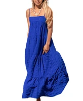 Cupshe Women's Royal Blue Sleeveless Square Neck Midi Beach Dress