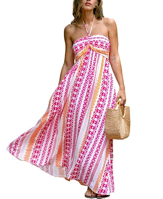 Cupshe Women's Geo Print Halterneck Maxi Beach Dress