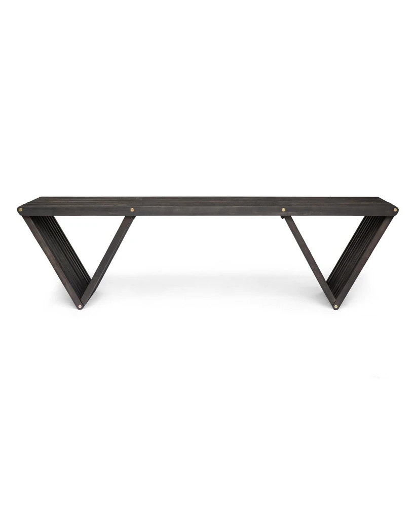 Simplie Fun Modern Acacia Wood Bench with Open Slat Design for Outdoor Spaces