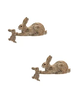 Slickblue Stone Mother Rabbit And Baby Bunny Self Sitter (Set of 2)