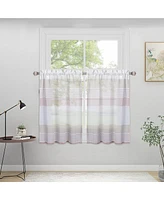 Caromio Yarn-Dyed Stripe Voile Sheer Kitchen Tier Curtain Pair, 54" x 36"