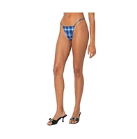 Edikted Women's Preppy Plaid String Bikini Bottom