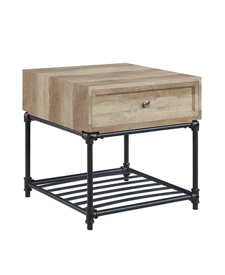 Simplie Fun Brantley End Table in Oak & Sandy Black Finish