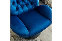 Streamdale Furniture Swivel Leisure chair lounge chair velvet blue color with ottoman