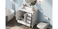 Streamdale Furniture 36" White Bathroom Vanity with Premium Ceramic Sink