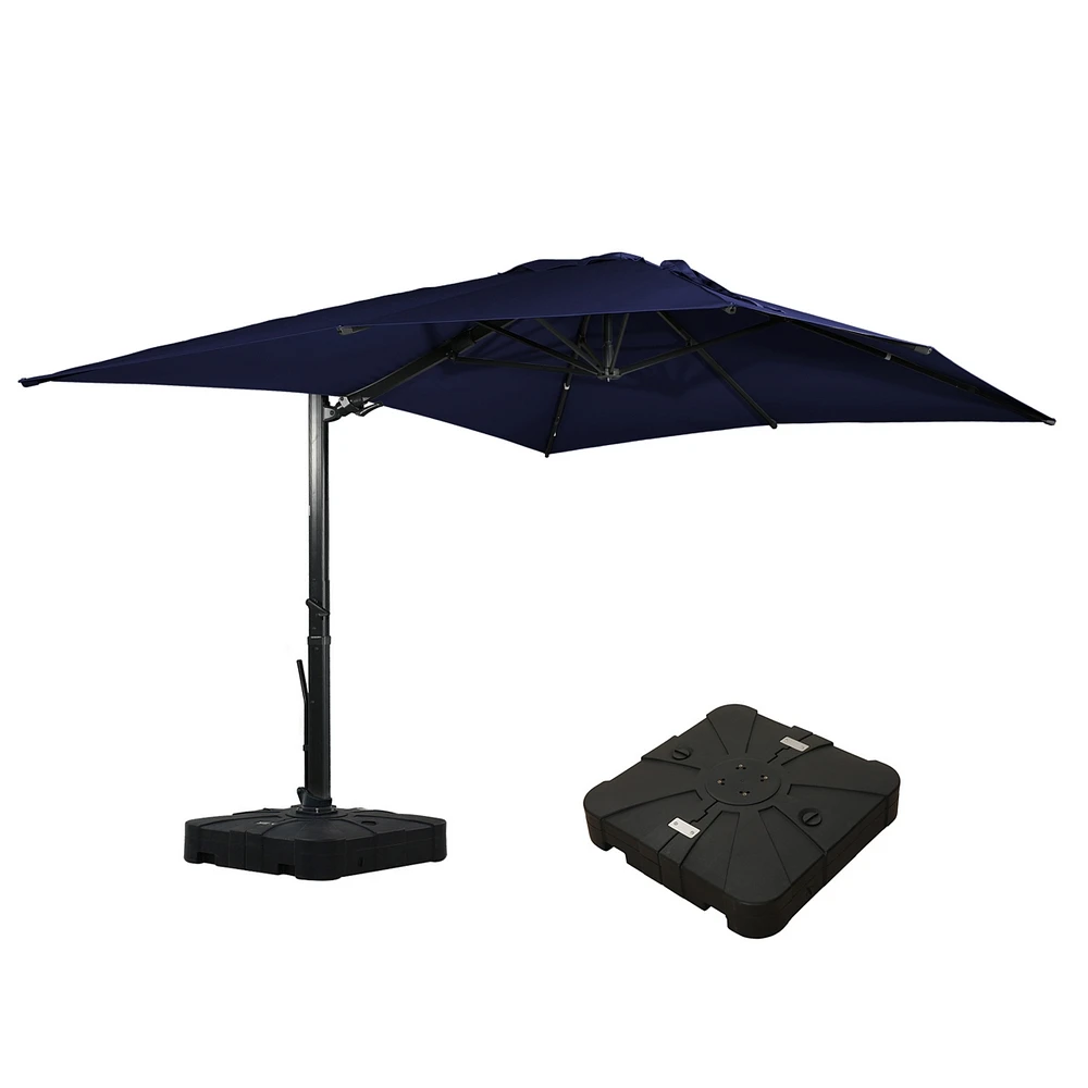 Mondawe 10ft Suqare 360 Degree Rotation Cantilever Umbrella w/ Weight Base Included