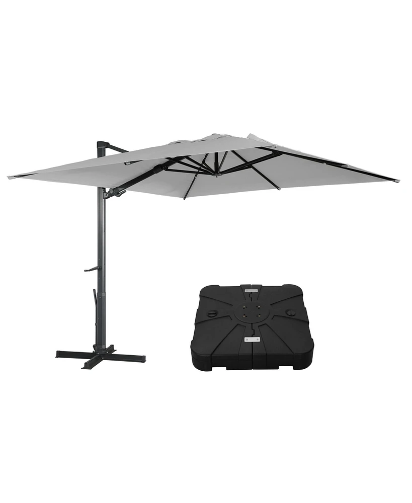 Mondawe 156"W x 120"D Rectangular 360 Degree Rotation Cantilever Umbrella w/ Weight Base Included