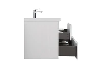 Floating Bathroom Vanity with Premium Glossy Resin Sink and Durable Construction (36" Glossy White)