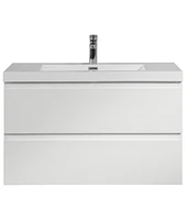 Simplie Fun Floating Bathroom Vanity with Premium Glossy Resin Sink and Durable Construction (36" Glossy White)