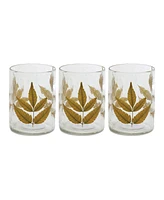 Slickblue Dried Leaf Glass Candle Holder (Set of 3)