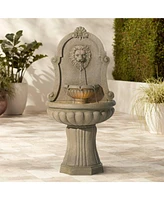 John Timberland Savanna Lion Head Roman Outdoor Water Wall Fountain 58" High with Led Light Tiered Cascading for Garden Patio Backyard Deck Home Lawn